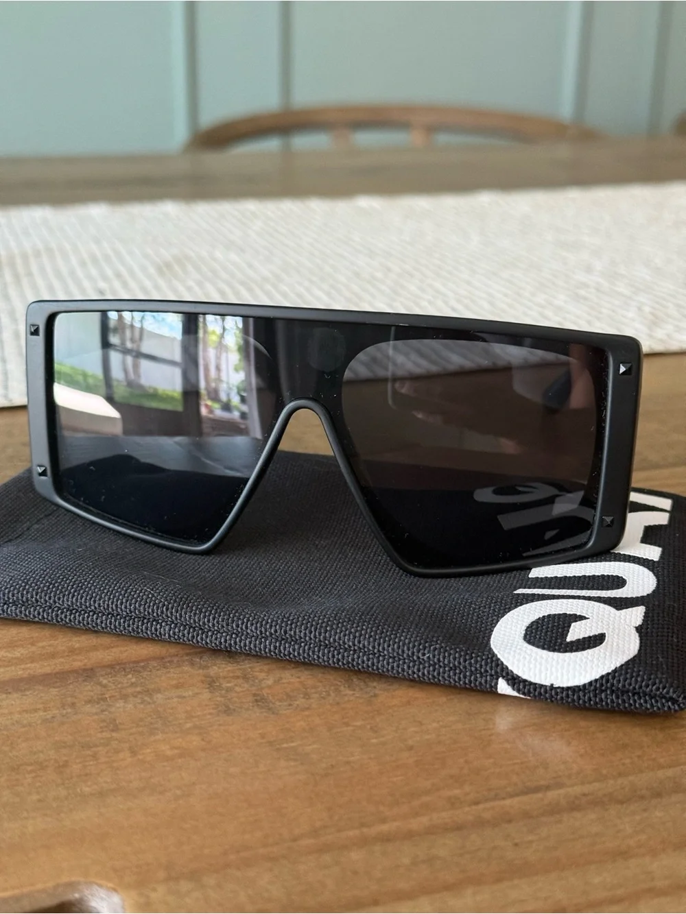 Quay Australia Oversized Black Shield Sunglasses